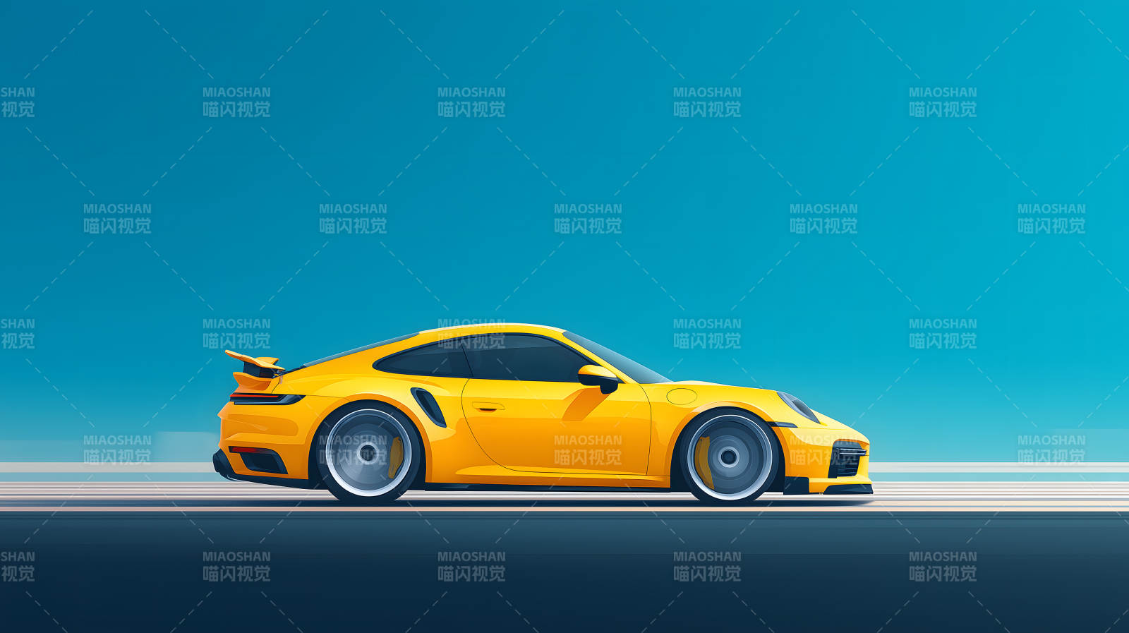 疾驰的黄色保时捷911图片