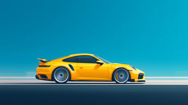 疾驰的黄色保时捷911图片