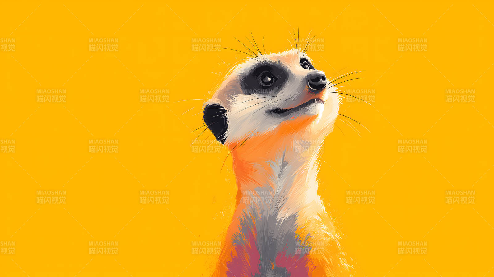 凝望远方的黄土高原上的狐獴图片