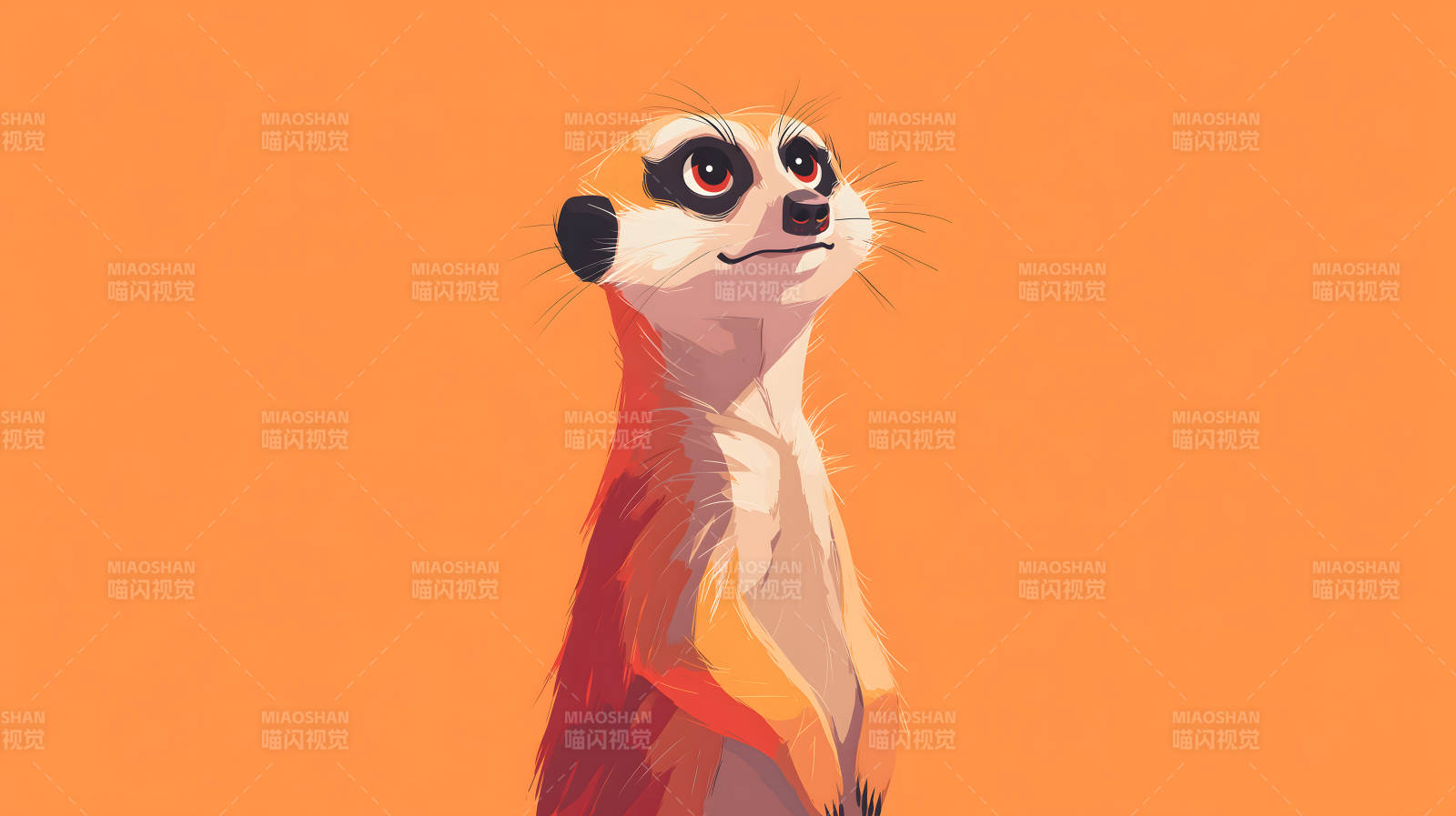 橙色背景下的小狐獴图片