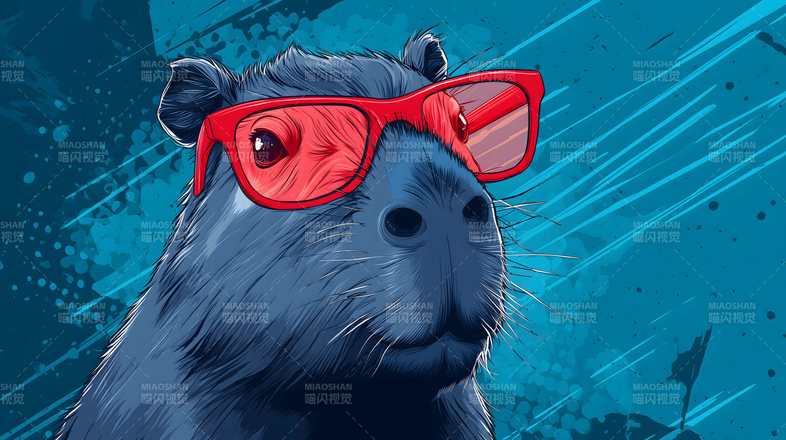 戴墨镜的卡皮巴拉图片