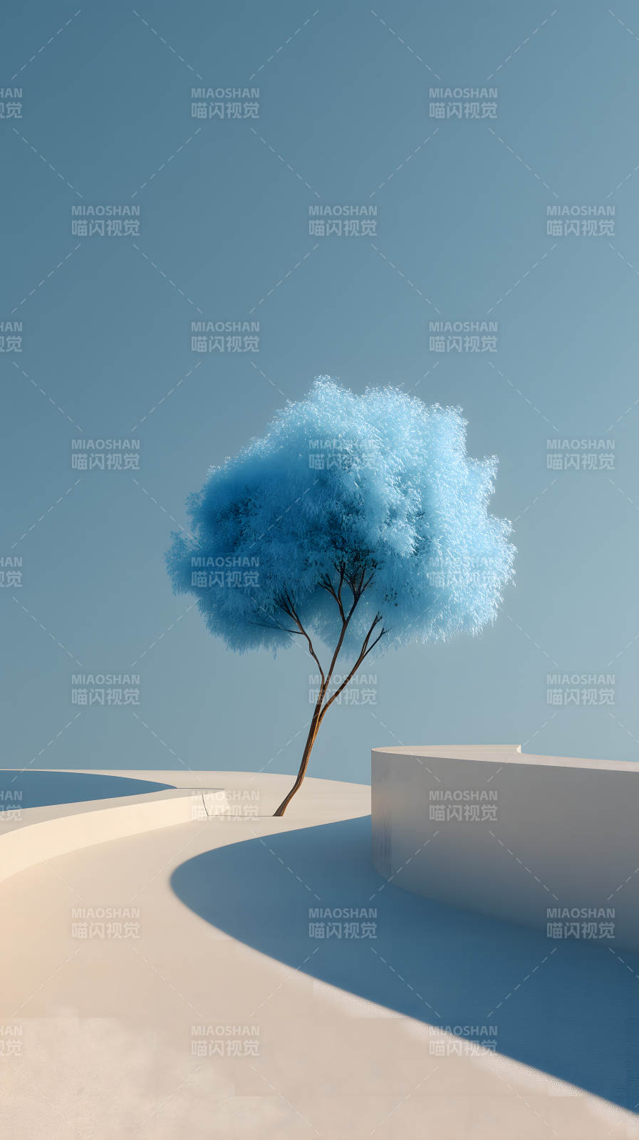 极简主义的蓝色树木图片