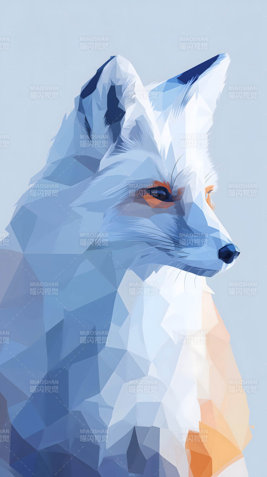 冰雪聪明的低多边形狐狸图片