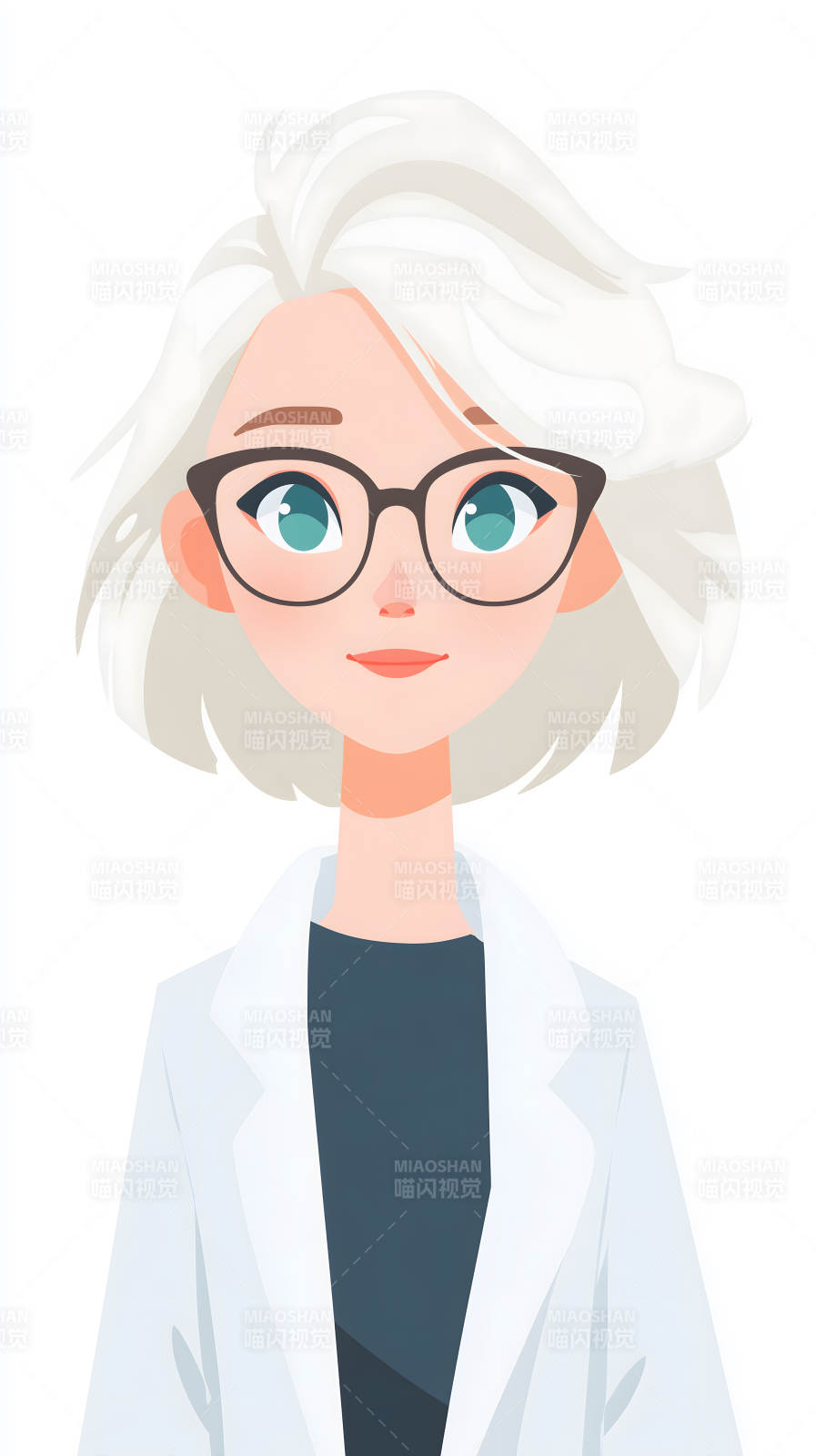 白发女医生头像卡通图片