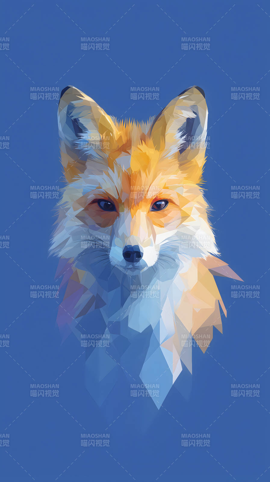 低多边形风格的狐狸头像图片