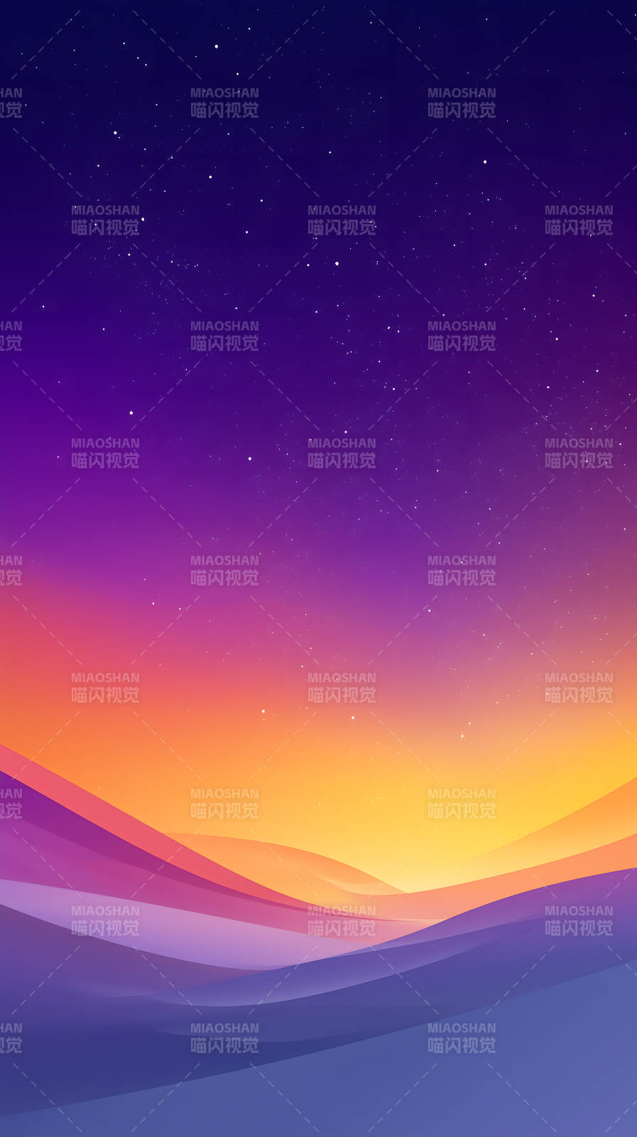 梦幻般的紫橙色星空山峦图片