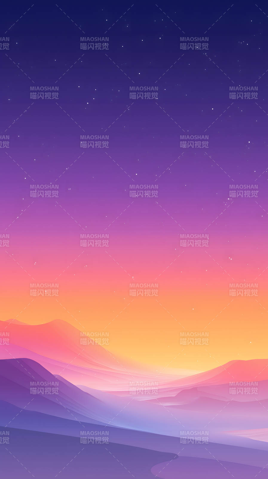 梦幻般的紫色山峦与星空图片