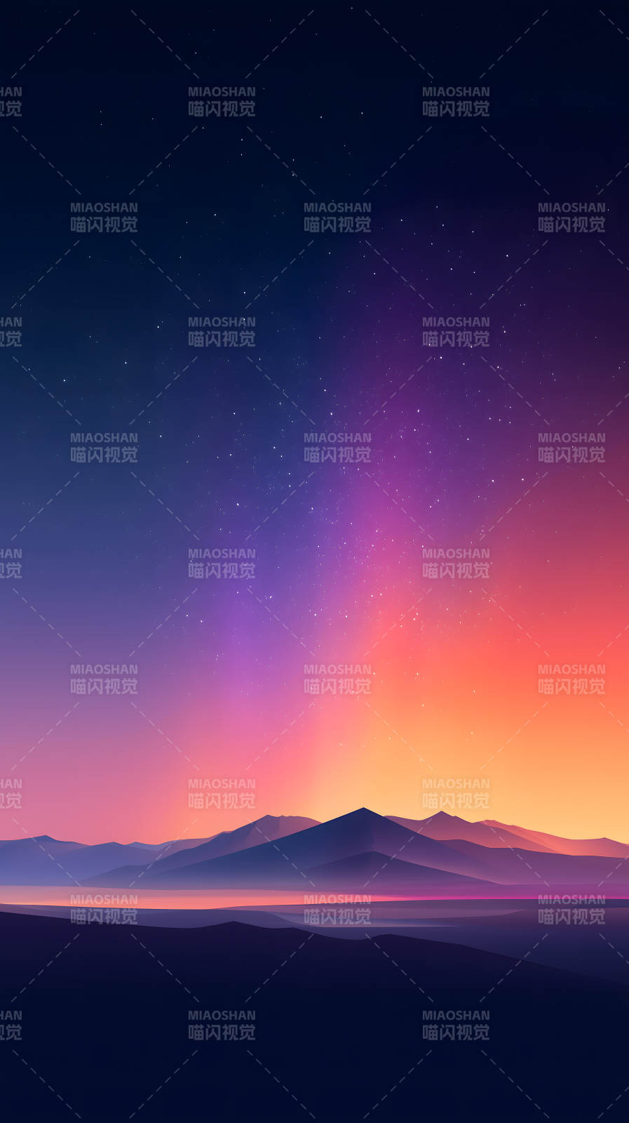 梦幻般的日落山景图图片