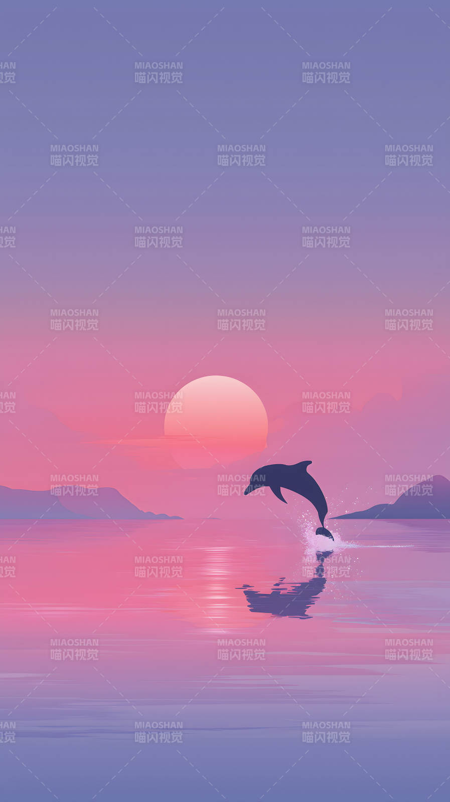 日落时分跃出海面的海豚图片