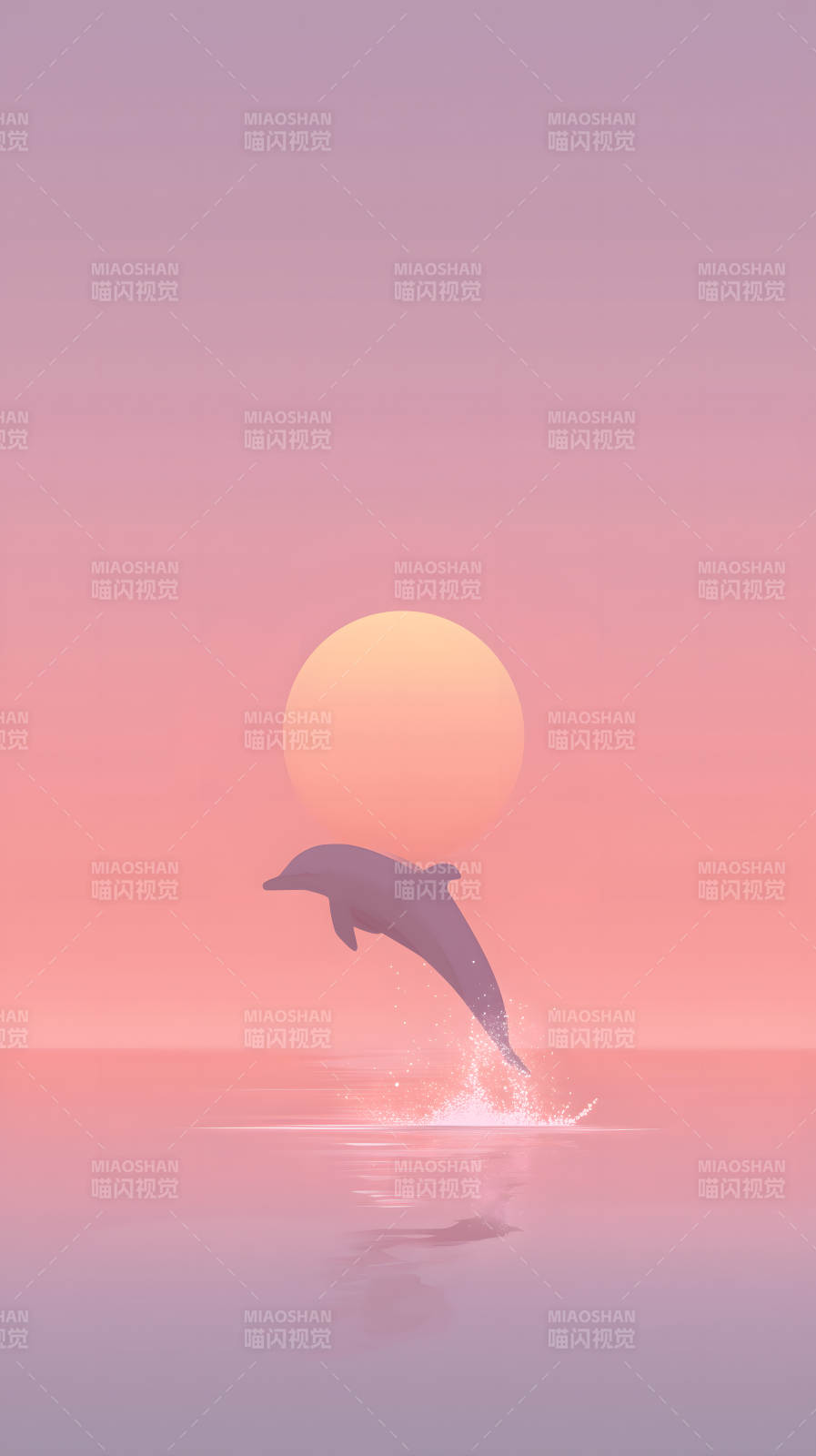 日落时分跃出海面的海豚图片