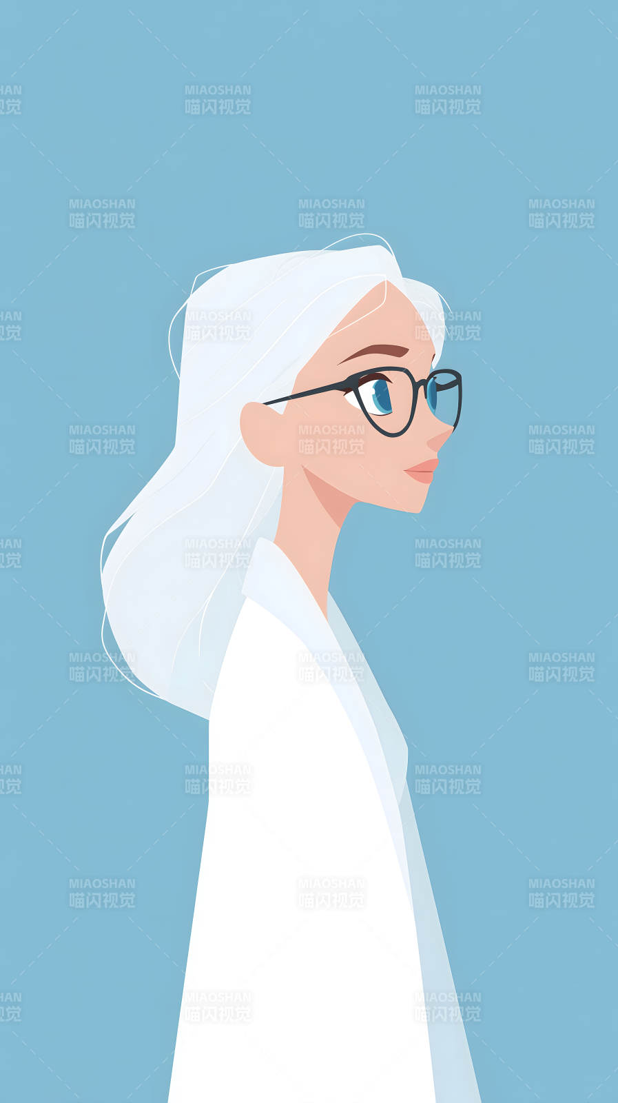 白发女子侧身照图片