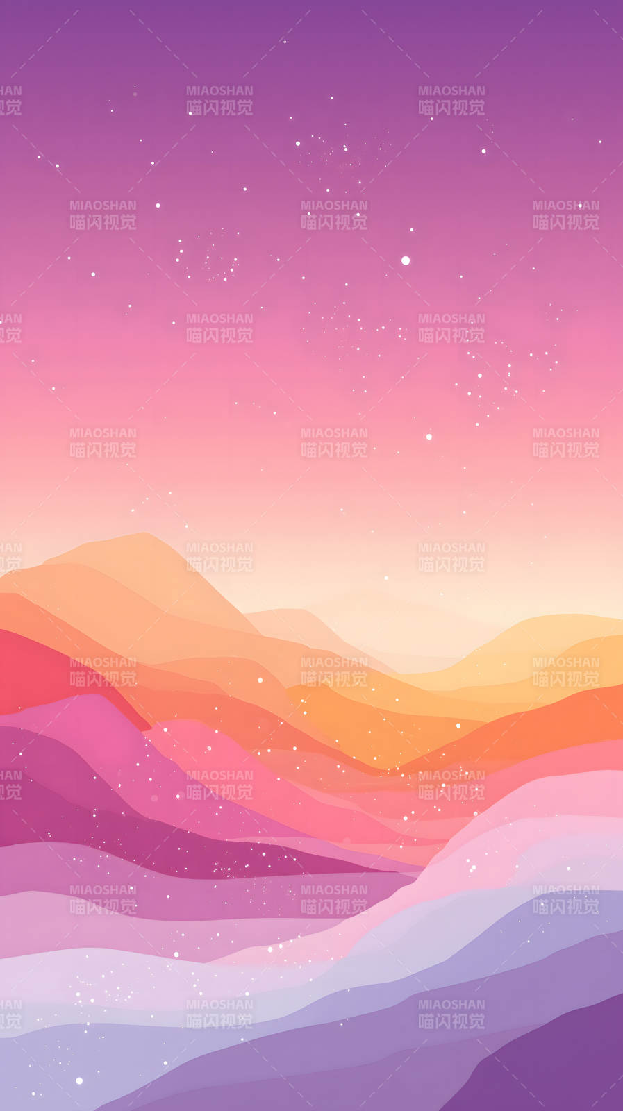 梦幻紫粉色山峦夕阳图片