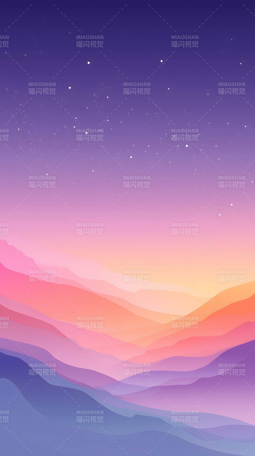 梦幻般多彩山峦与星空图片