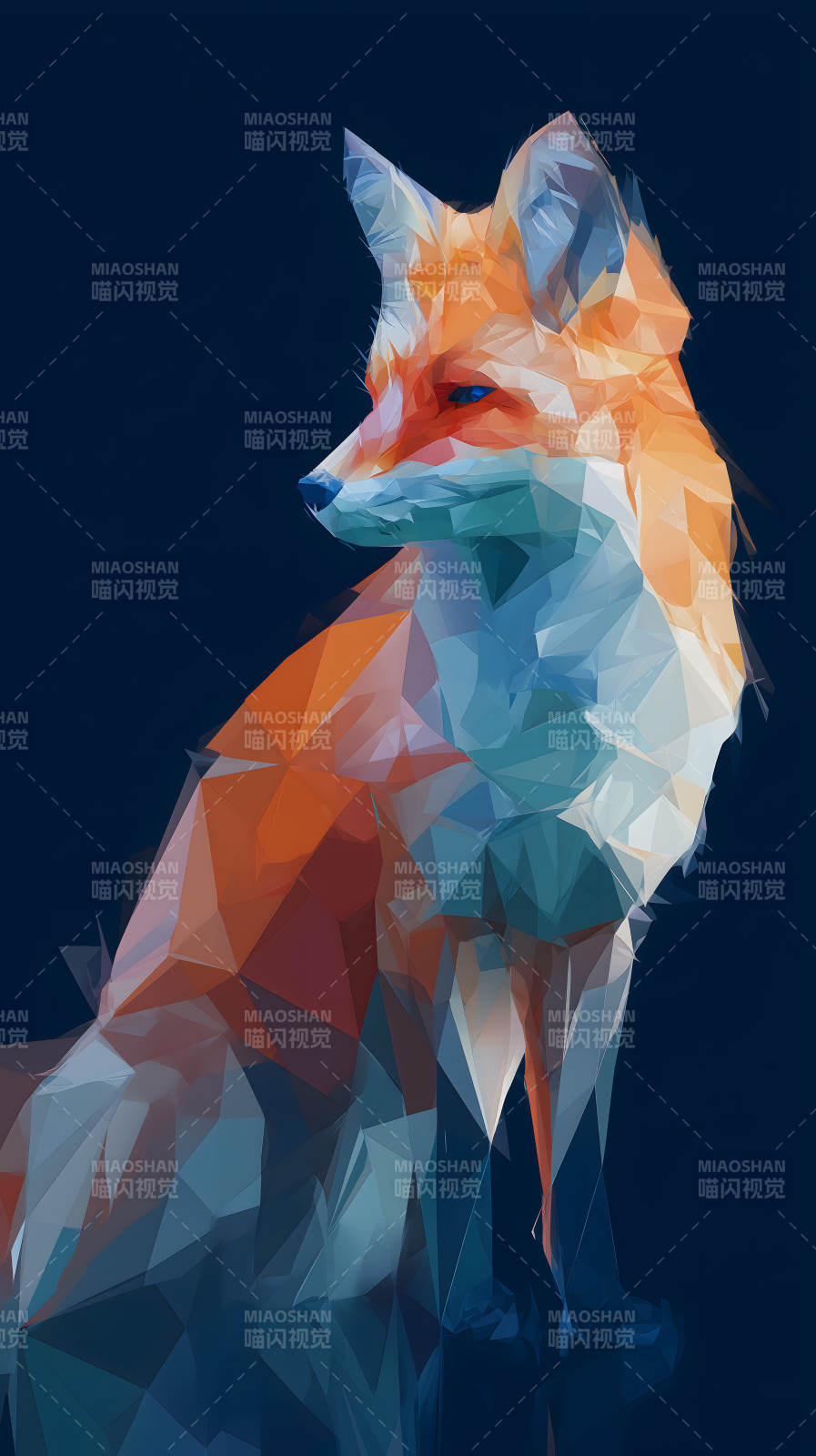 低多边形风格的狐狸图片