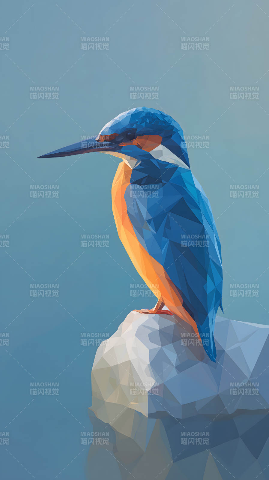 几何风格的翠鸟图图片