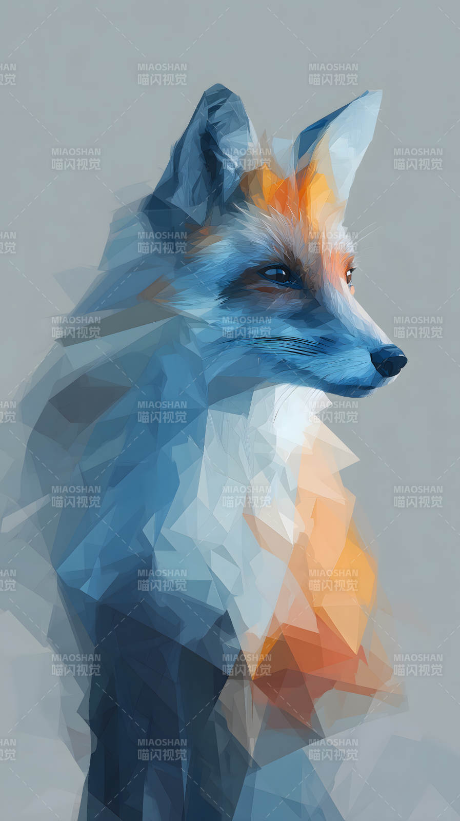 低多边形风格的狐狸画像图片