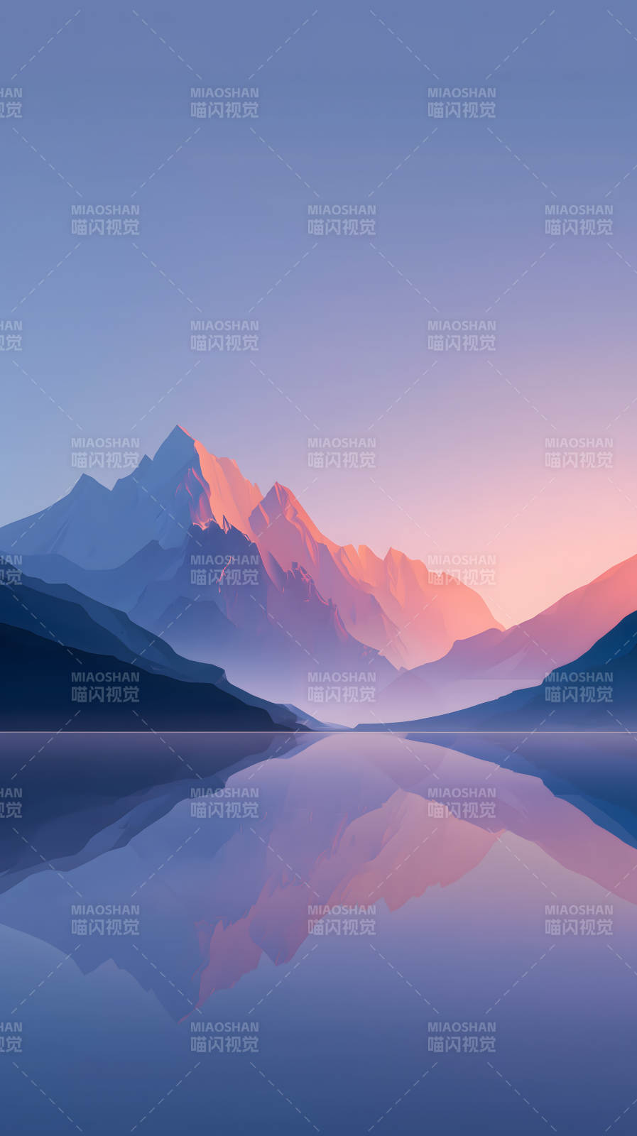 宁静祥和的山湖晚景图片