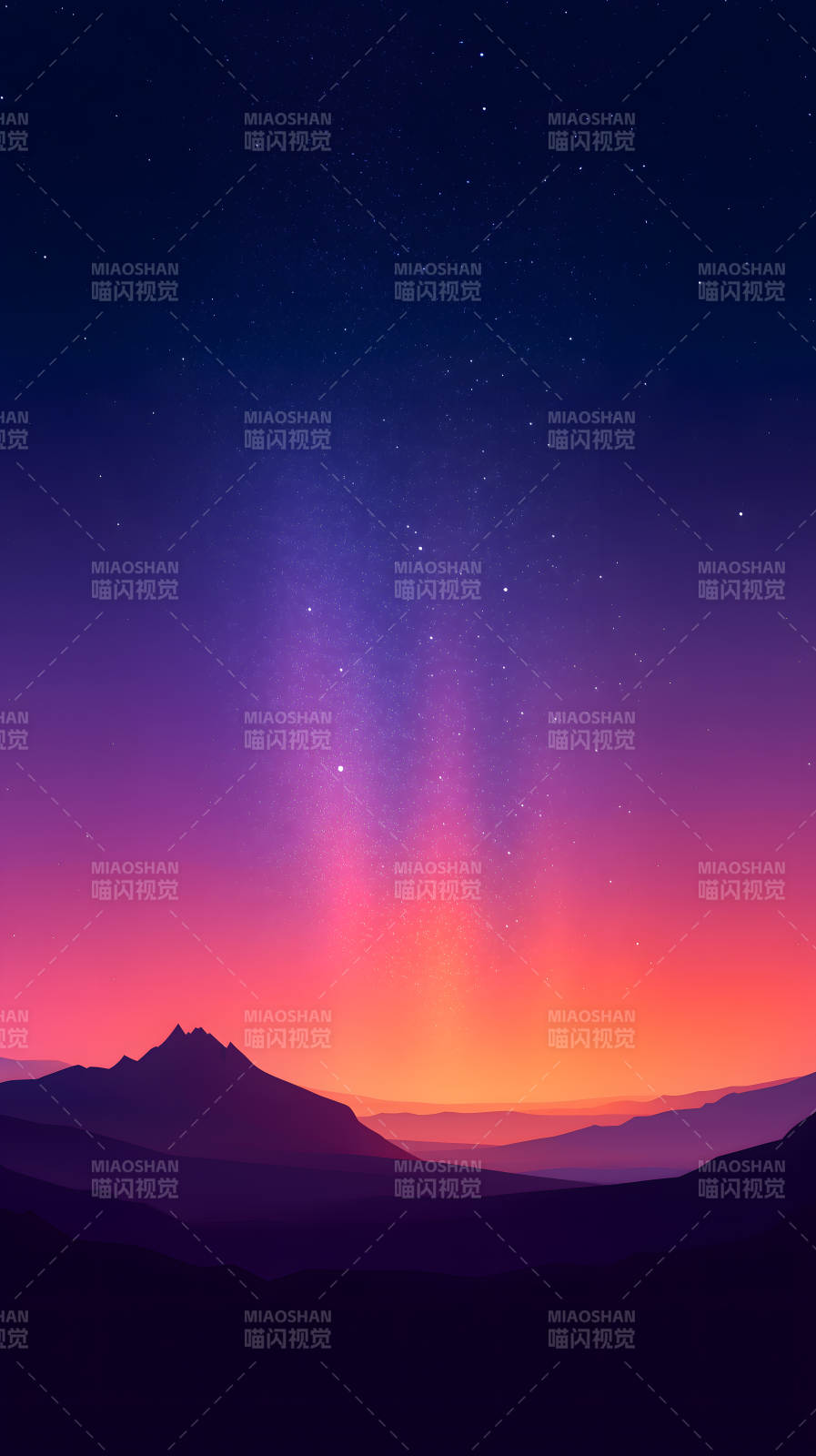 梦幻般的星空山峦景色图片