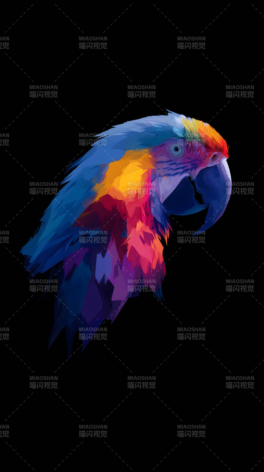 炫彩鹦鹉的几何抽象图片