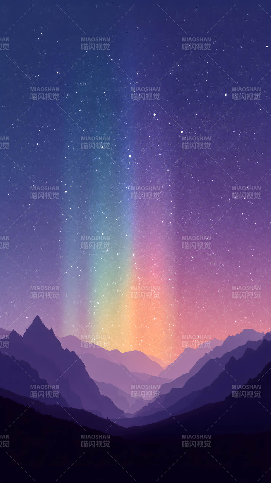 梦幻般的星空山峦图片