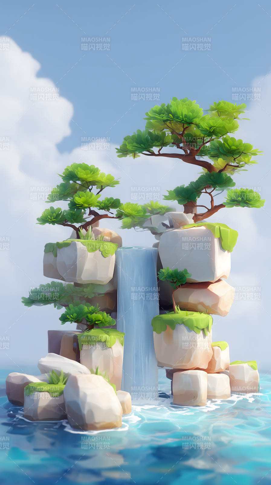 宁静祥和的瀑布仙境图片