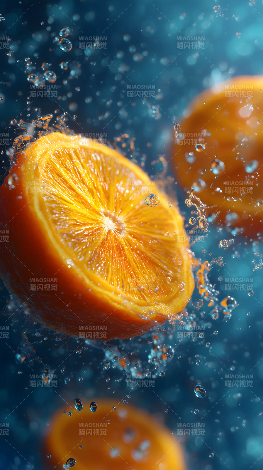 清凉夏日橙子水花图片