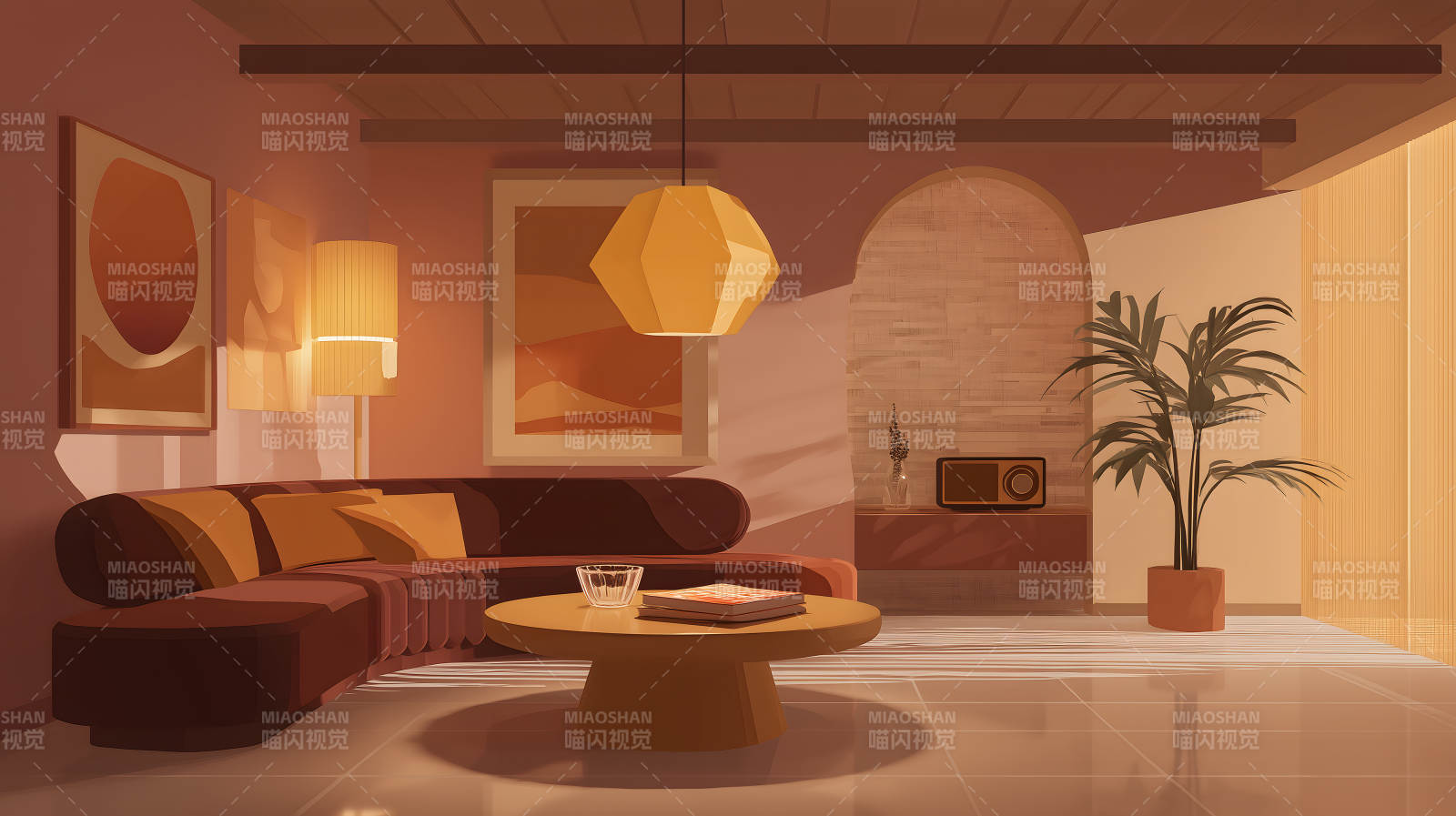 日式复古温馨客厅图片