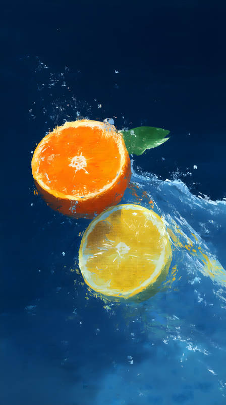 柑橘的蓝色海洋畅游图片