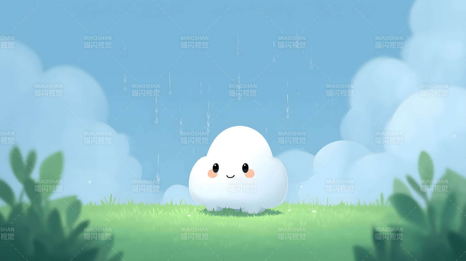 快乐的小云朵和雨天图片