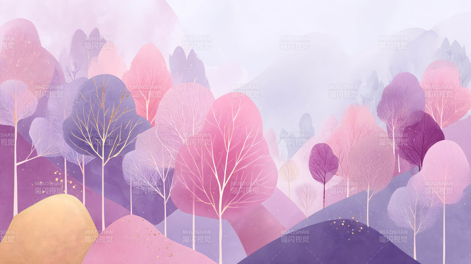 梦幻紫粉色森林图景图片