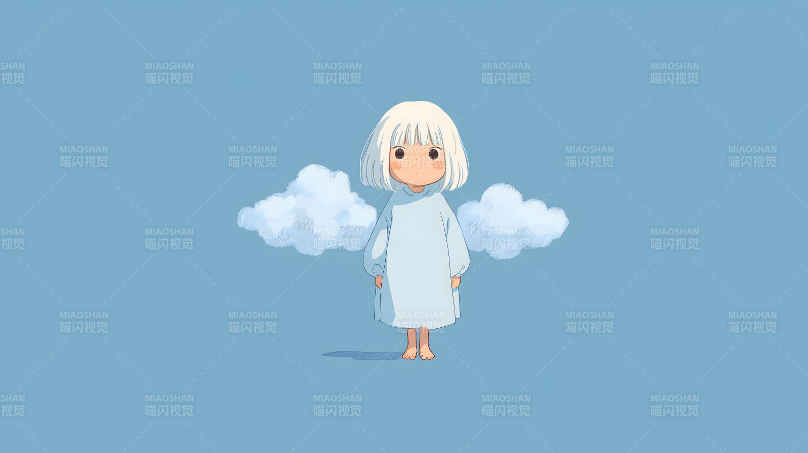 轻盈飘渺的云朵女孩图片