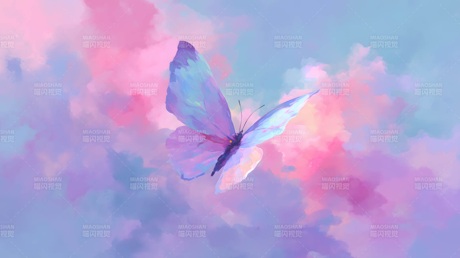 梦幻紫蝶轻舞云端图片