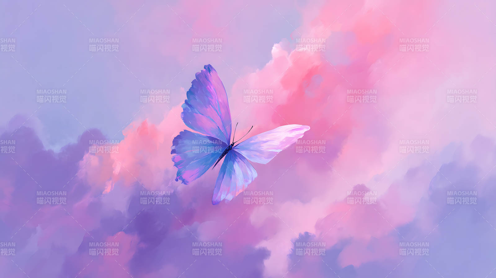 梦幻紫粉色蝴蝶飞翔图片