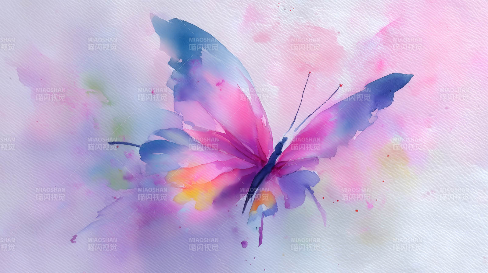水彩画中的梦幻蝴蝶图片
