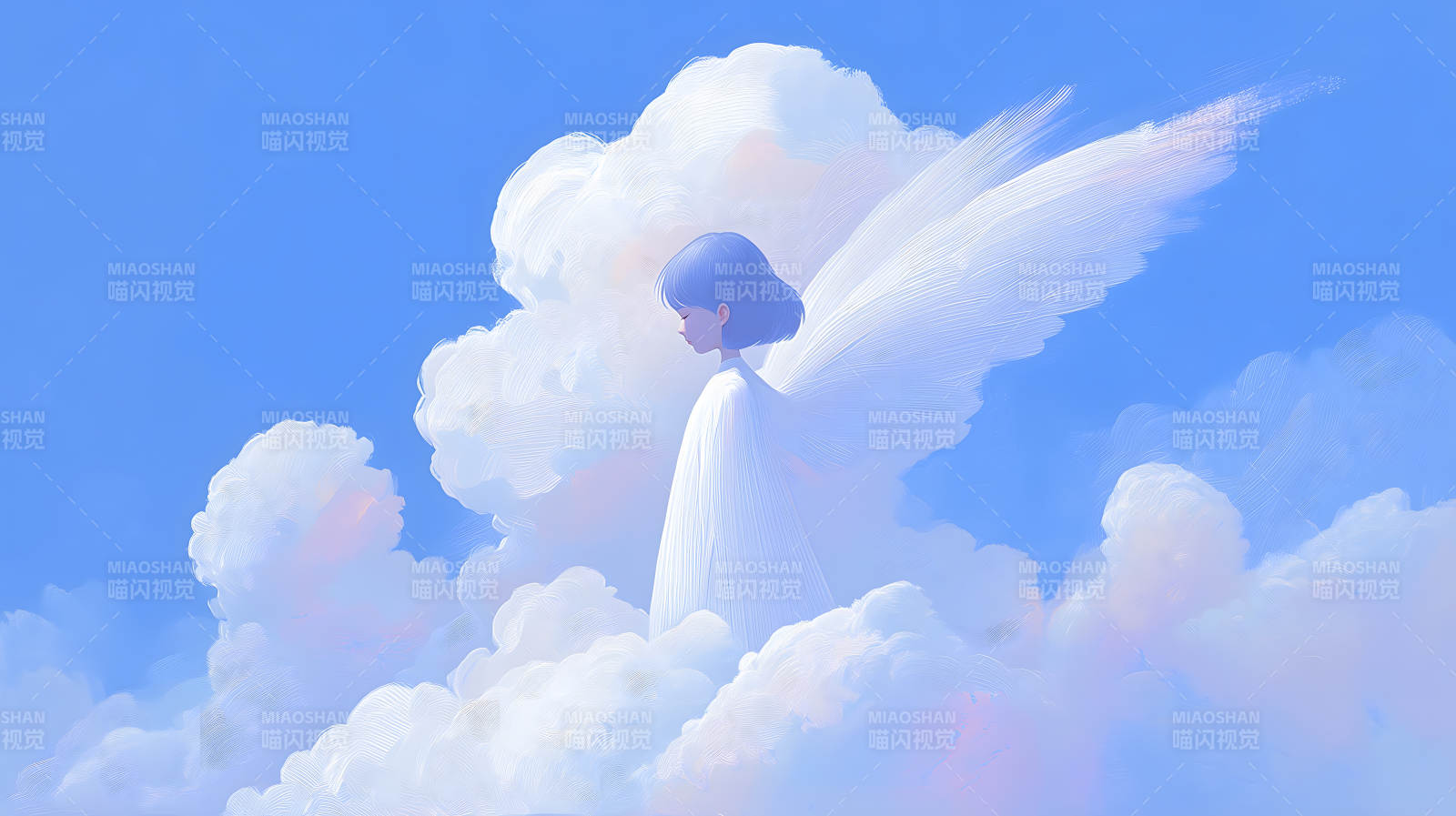 云端少女与她的羽翼图片