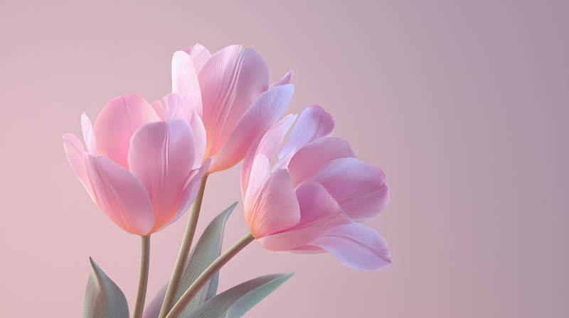 粉嫩欲滴的郁金香花朵图片