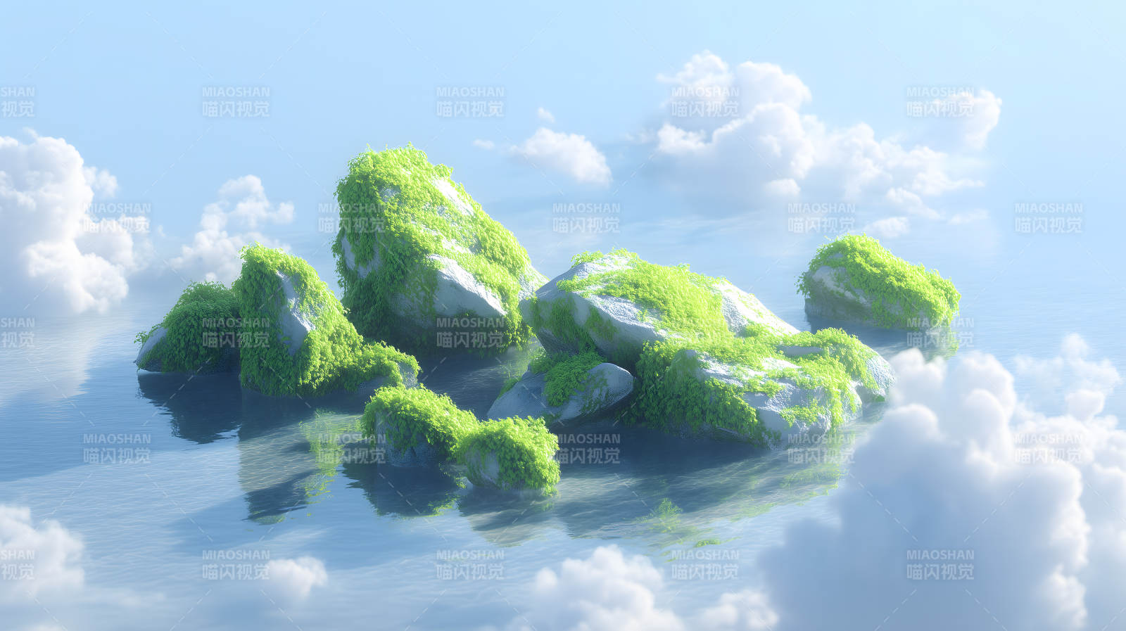 云端仙境绿意盎然图片