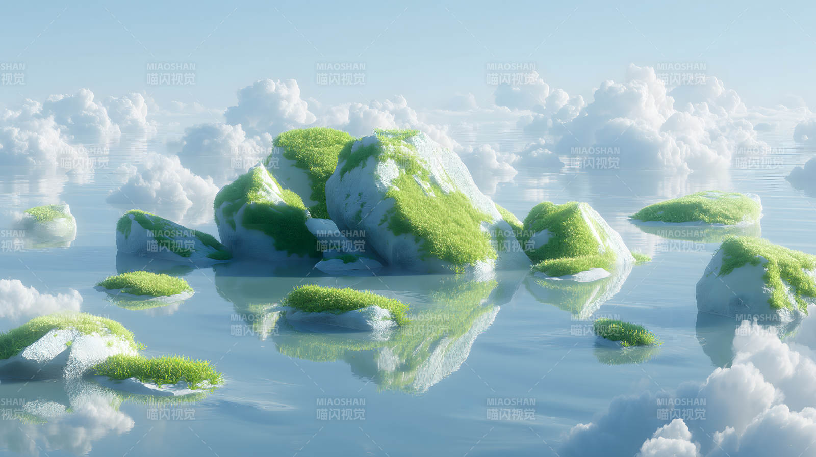 云端上的绿洲仙境图片