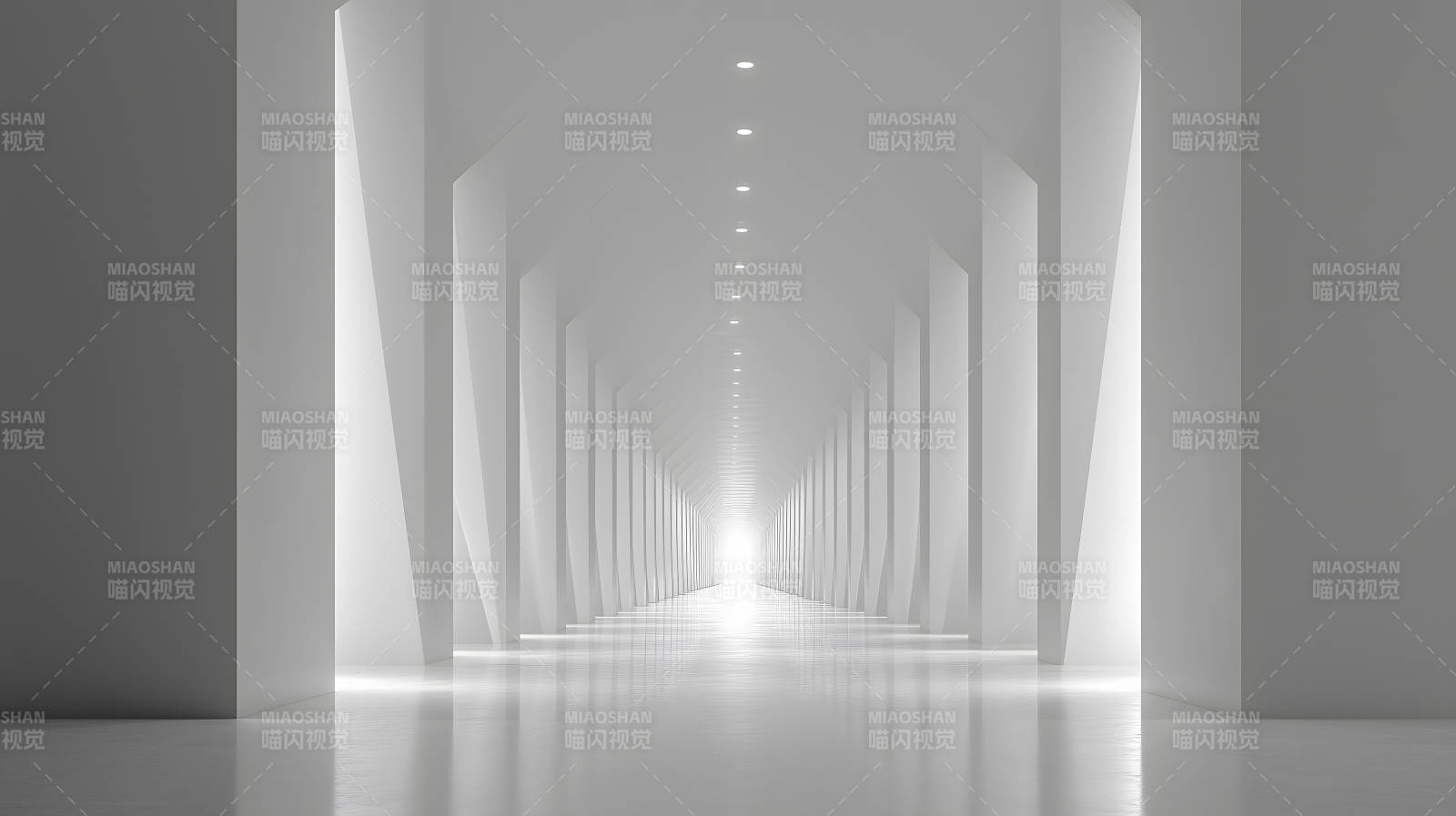 纯白走廊尽头的光明图片