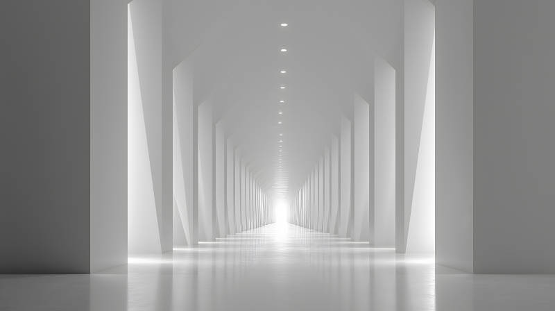 纯白走廊尽头的光明图片