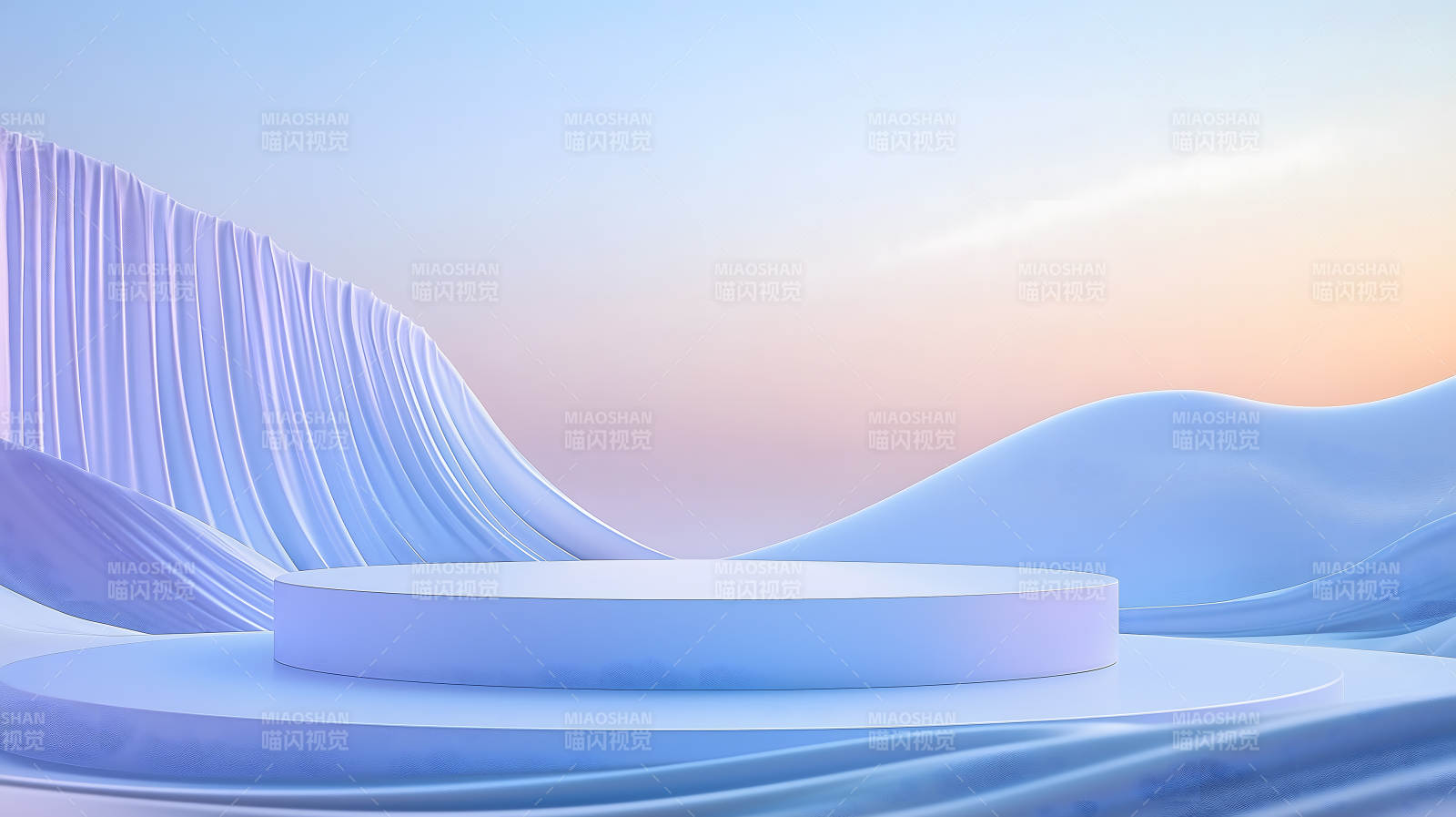 梦幻蓝色丝绸展台图片