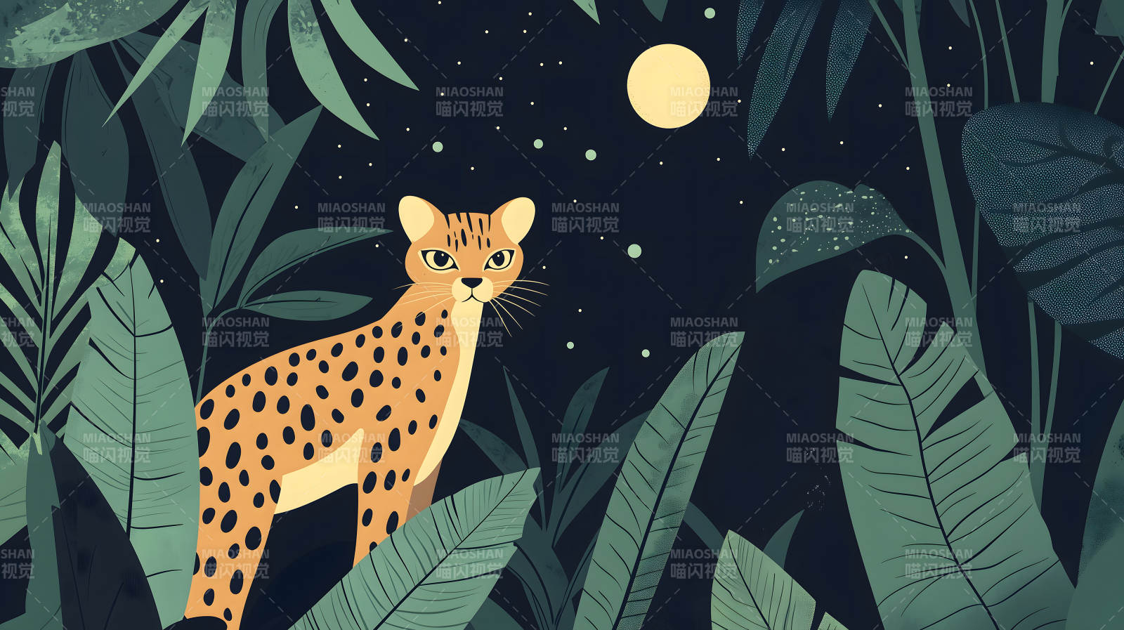 夜间丛林猎豹图片