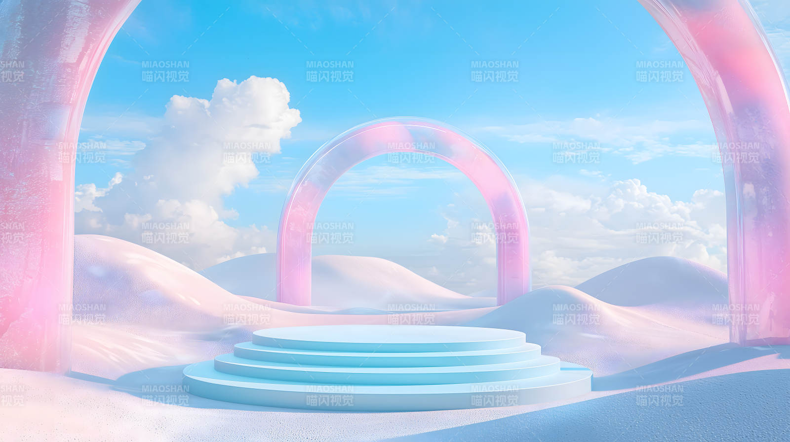 梦幻粉色天空展台图片