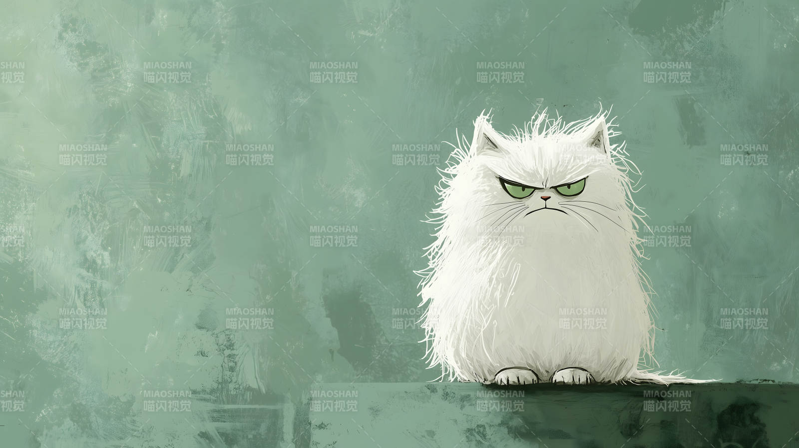 生气的小白猫图片