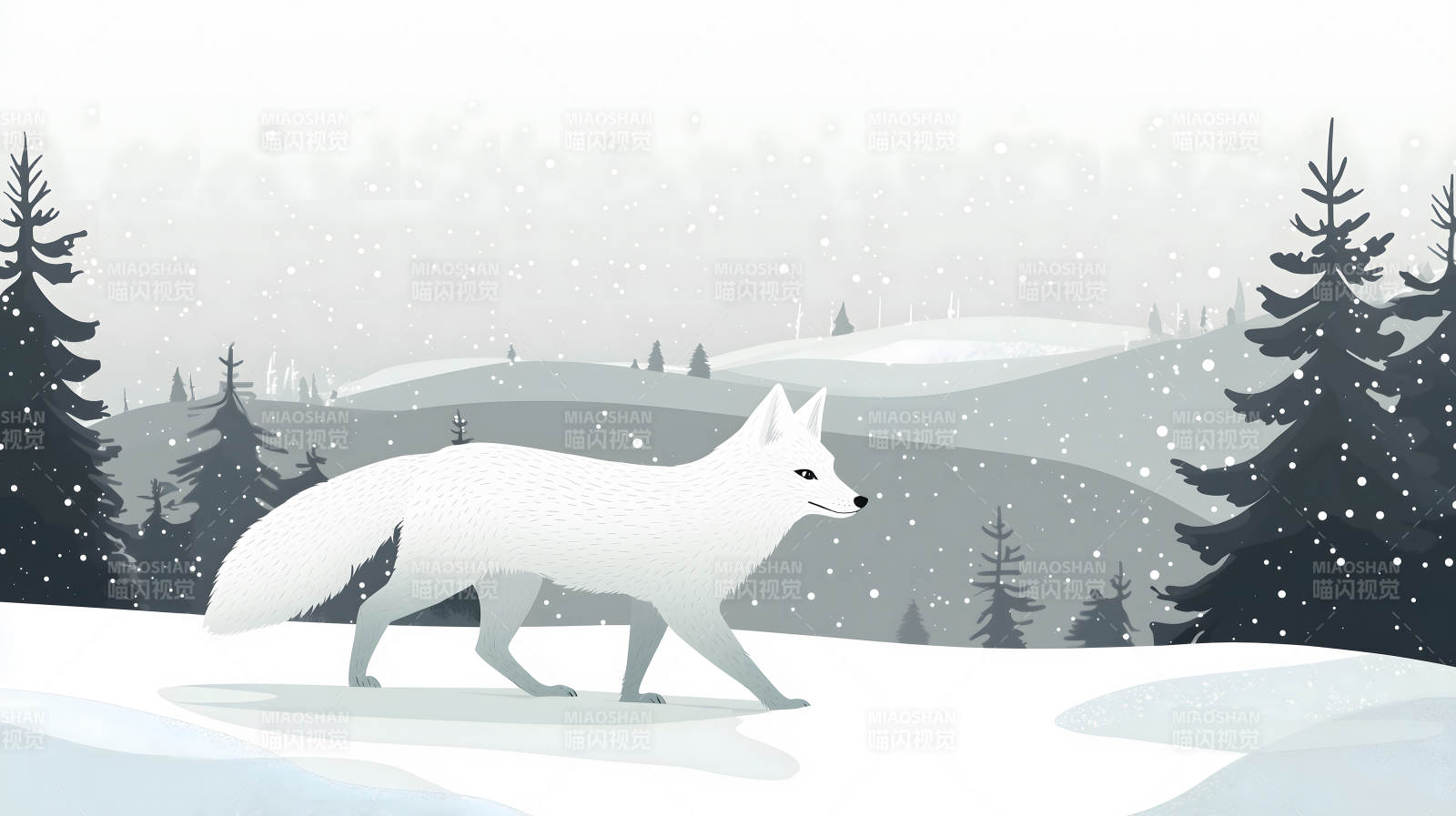 雪地里的北极狐图片
