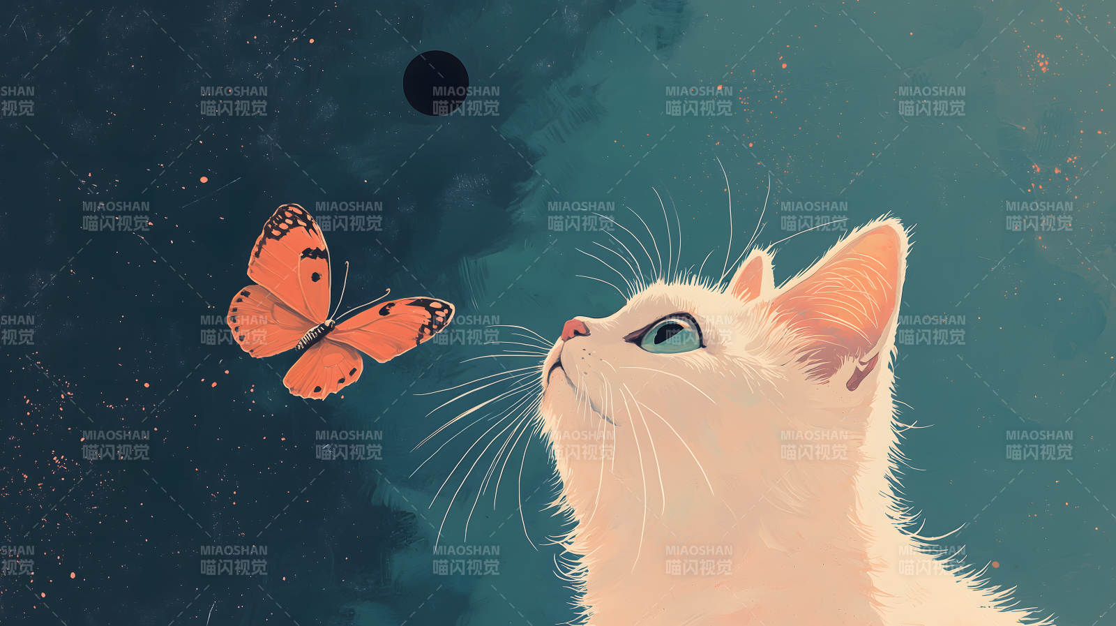 猫咪与蝴蝶图片