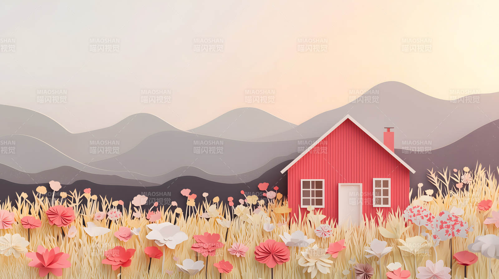 纸艺田园小屋图片