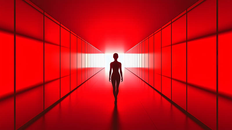 红色通道中的身影图片