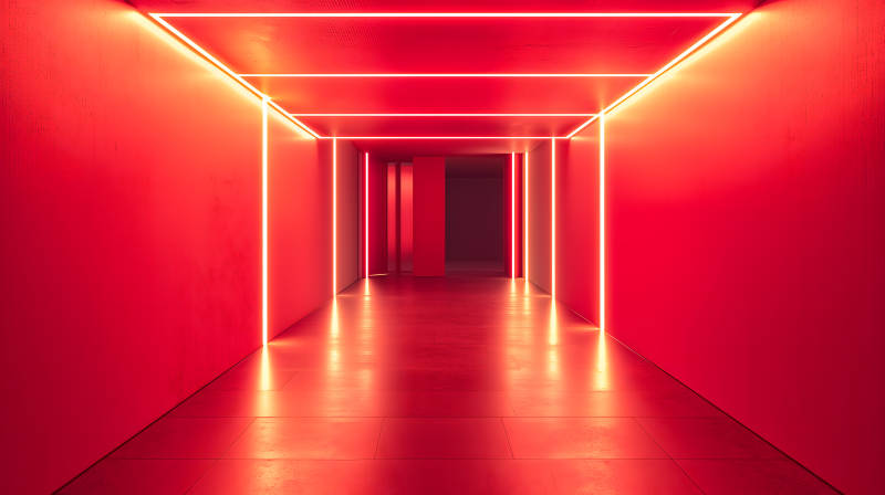 红色霓虹灯走廊图片