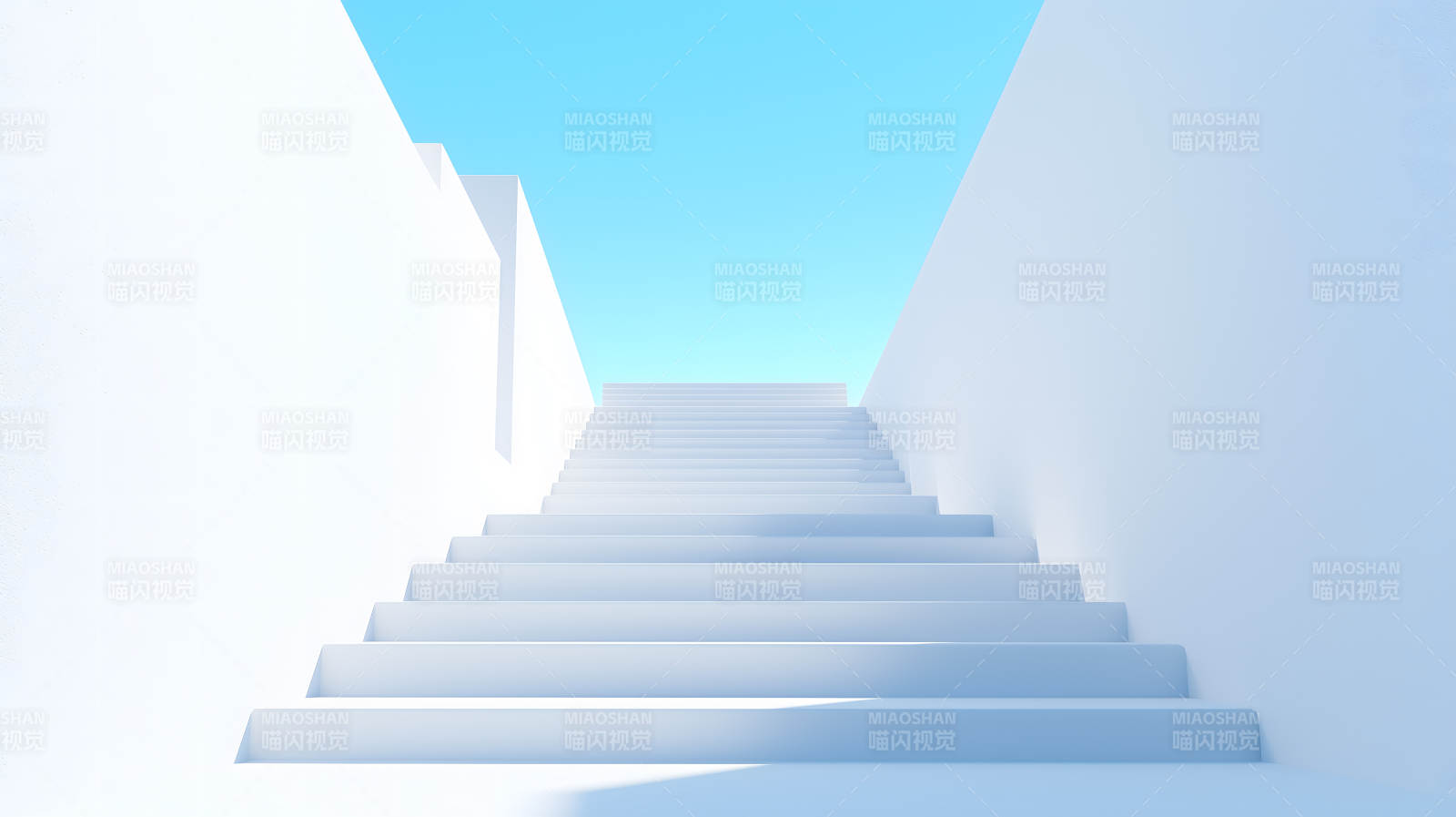 通往蓝天的白色阶梯图片